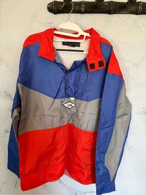 Ri:kors by Dazo Orange, Blue & Gray Colorblock Pullover Windbreaker
